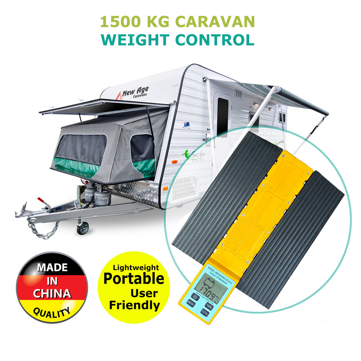 NexWeigh RVS-1500 Portable RV & Caravan Wheel Weighing Scale – Bluetooth 1500kg