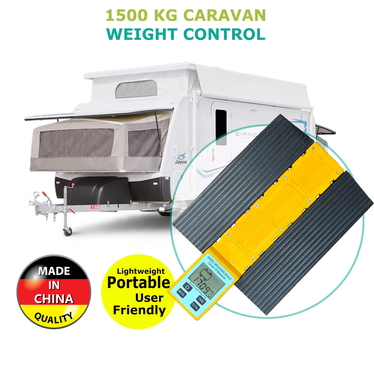 Digital LCD Wheel Weight Scale With APP 1kg Accuracy 1500KG Capacity Yellow 4WD Camper Motorhome RV Vehicle Load Scale OEM